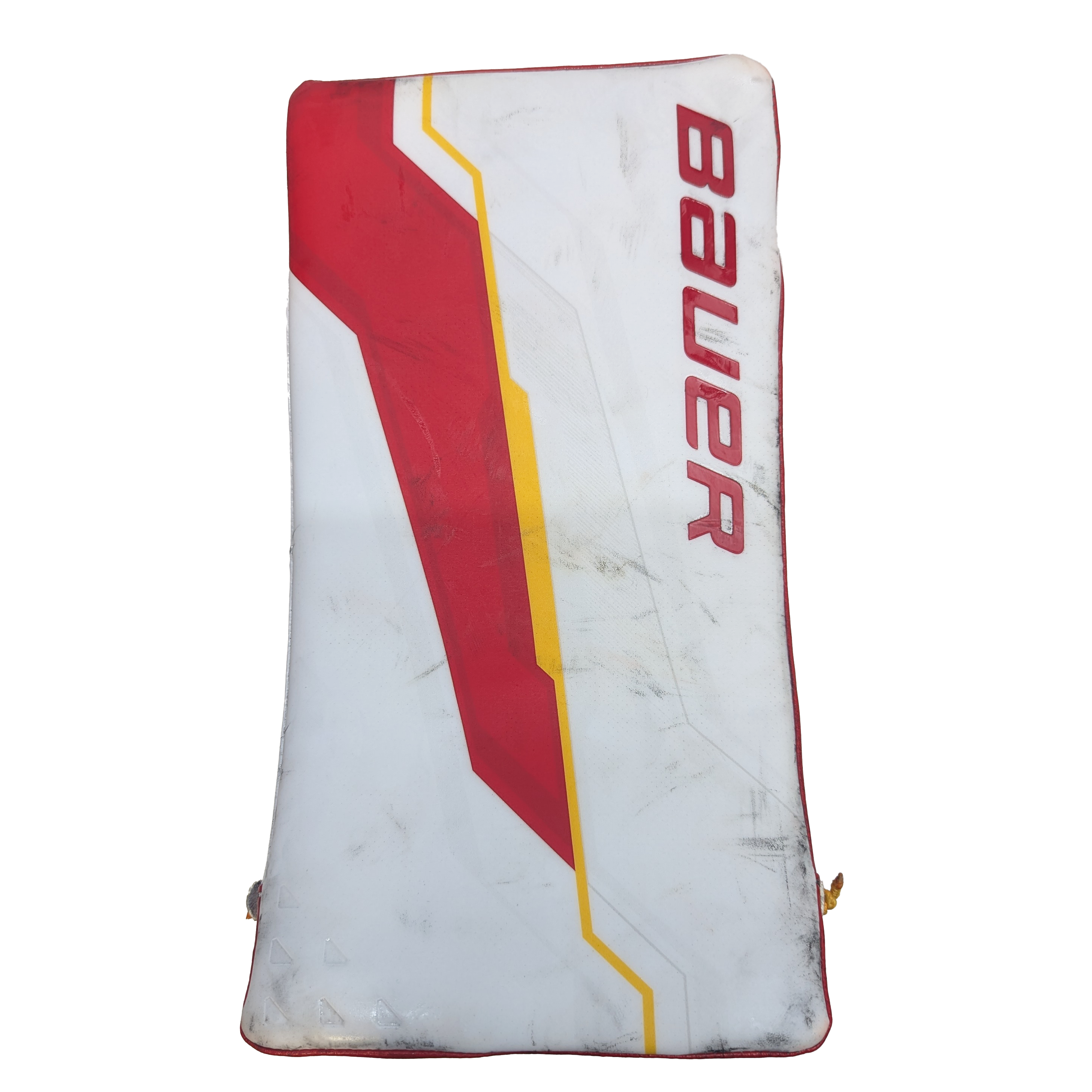 Bauer Supreme Shadow – Bloqueur de gardien de but professionnel d'occasion AHL (blanc/rouge/jaune)